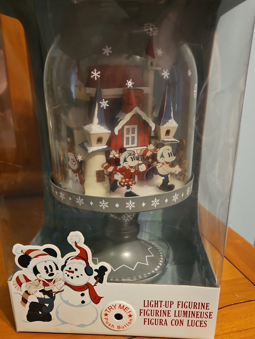 Disney Red, White & Black Light-Up Holiday Snow Globe Figurine